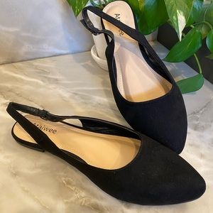 Black slingback flats